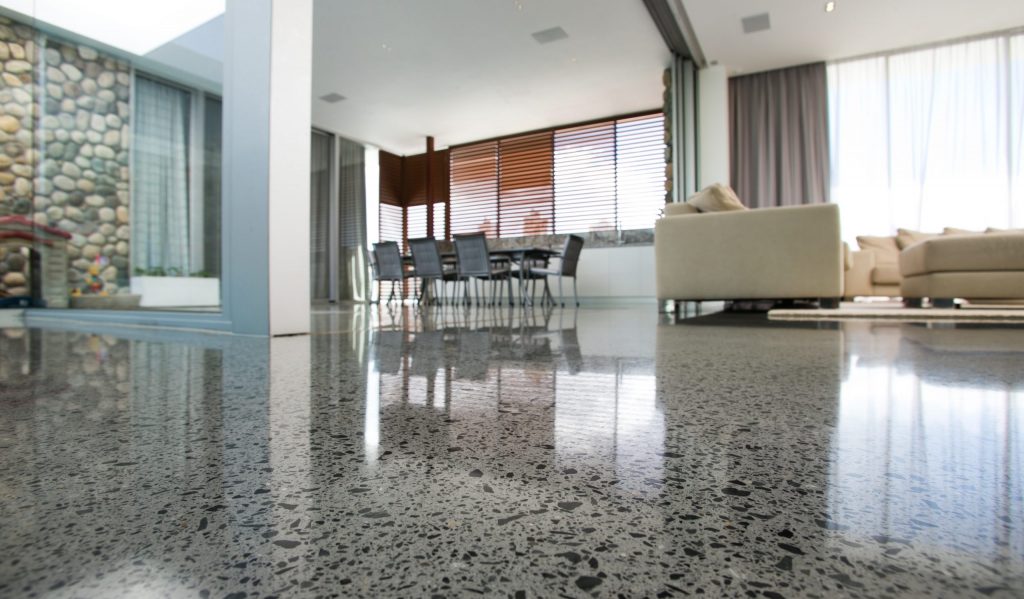 polished concrete floor service in customer's home